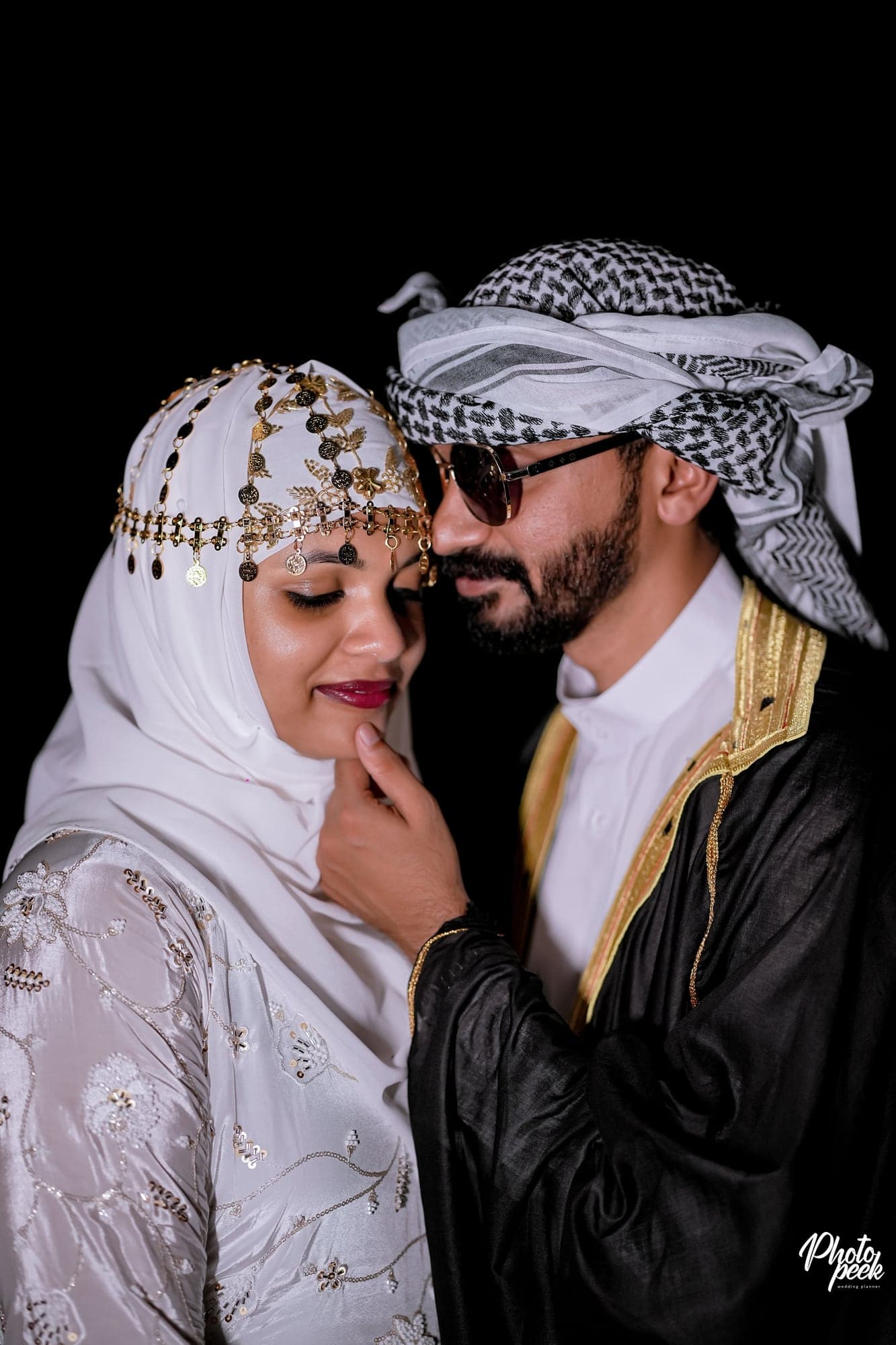 Fazna and Nisham together in wedding clothes